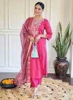 Viscose Rayon Pink Office Wear Embroidery Work Readymade Kurti Set